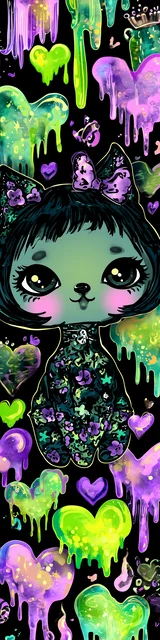 Free kawaii cats bookmark featuring a Halloween slime cat with short hair